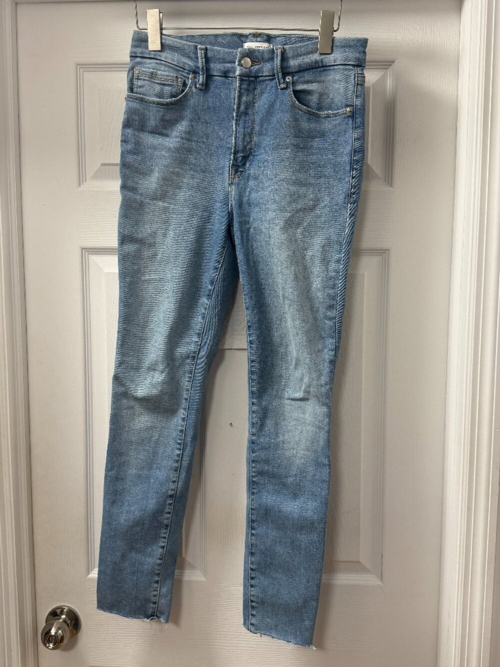 Good American Always Fits Good Legs Skinny Jeans 6-12 Blue Raw Hem Stretch